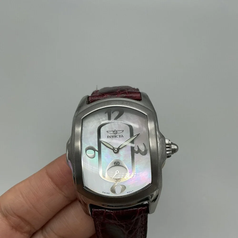 Invicta Lupah 2324 Womens Watch 33mm White MOP Dial Red Leather New Battery